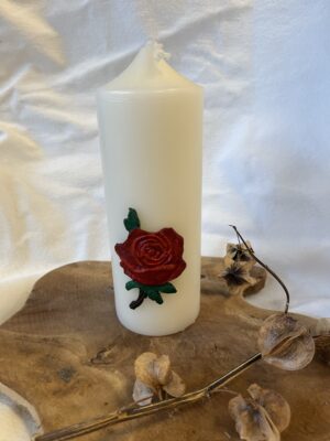 Kaars gedecoreerd met bloem groot