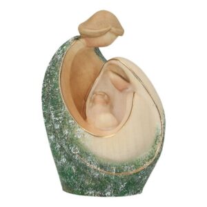 Houtsnijwerk Heilige Familie 10 cm - groen en wit