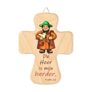 Kruisbeeld / hout 14X10cm De Heer is mijn herder