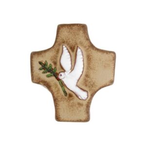 Kruisje Keramiek 9 X 8 Cm Brons Vredesduif