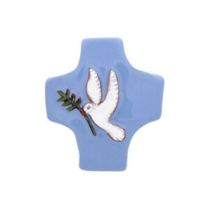 Kruisje Keramiek 9 X 8 Cm Indigo Blauw