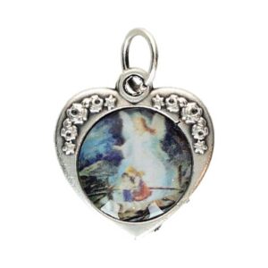 Medaille 15 mm Hart Engelbewaarder Metaal verzilverd