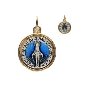 Medaille 15 mm Wonderbare Metaal bicolor email blauw