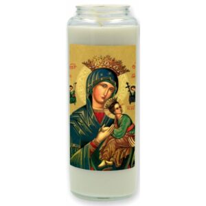 Noveenkaars in glas / wit / Altijddurende Bijstand