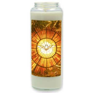 Noveenkaars in glas / wit / Heilige Geest