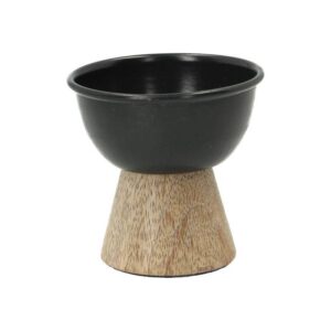 Wierookbrander - H 7 x 6 cm - Zwart ijzer en houten voet