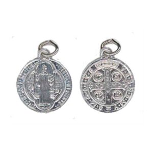 Zakje met 100 medailles 17 mm H Benedictus Aluminium zilverkleurig