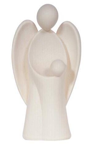 Beeld Engelbewaarder/jongen - houtsnij/natuur - 9cm