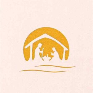 Uitgesneden Dubbele kerstkaart Heilige Familie in stal