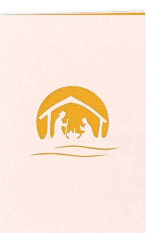 Uitgesneden Dubbele kerstkaart Heilige Familie in stal