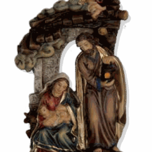 Kerststal met Heilige Familie - polystone - 6,6 cm