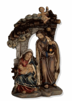 Kerststal met Heilige Familie - polystone - 6,6 cm