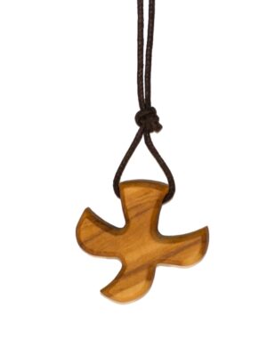 Kruisje Taize op koord - 25 X 30 mm - Olijfhout