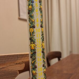 Adventskaars Engel Krans Wit Groen Geel - 250 x 30 mm