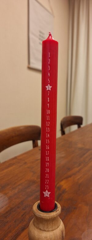 Adventskaars rood 250 x 22 mm