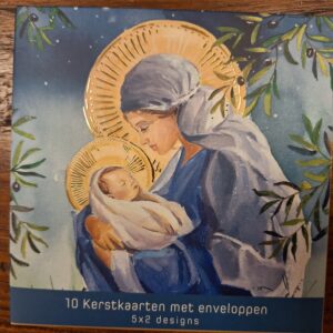 10 Kerstkaarten met enveloppen Maria&Jezus / Stal