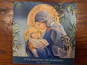 10 Kerstkaarten met enveloppen Maria&Jezus / Stal
