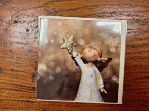 Kerstkaart met envelop Engel met Ster