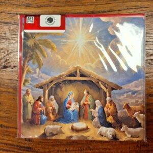 5 Kerstkaarten met enveloppen Jozef en Maria bij Kribbe