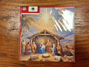 5 Kerstkaarten met enveloppen Jozef en Maria bij Kribbe