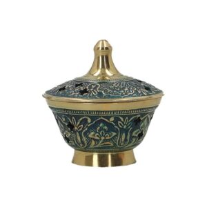 Wierookbrander - H 8 cm - Messing blauw