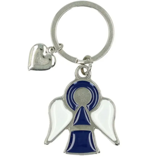 Sleutelhanger Engel Email blauw + Med hart