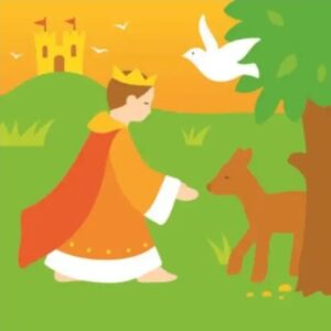 Schildering op hout - Prins met hert - Handgeschilderd
