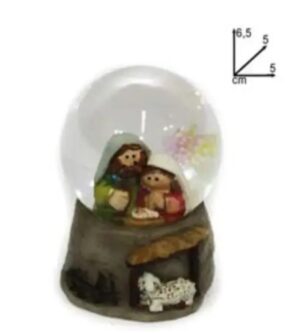 Sneeuwbol met heilige familie - hoogte 6 cm